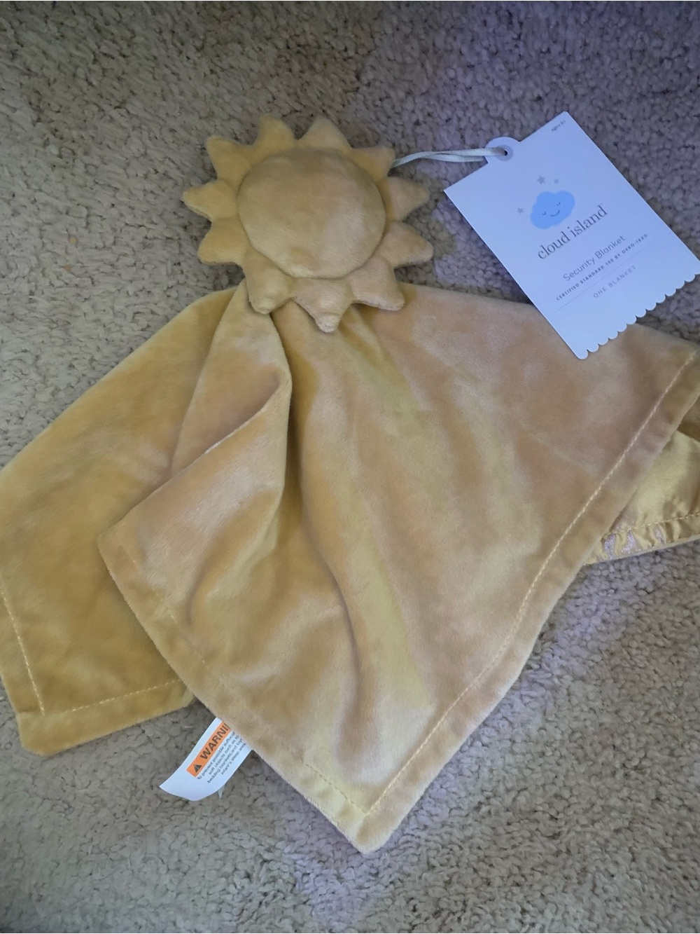 cloud island Yellow Sun Lovey Security Blanket